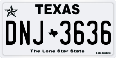 TX license plate DNJ3636