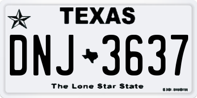 TX license plate DNJ3637