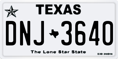 TX license plate DNJ3640