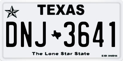 TX license plate DNJ3641