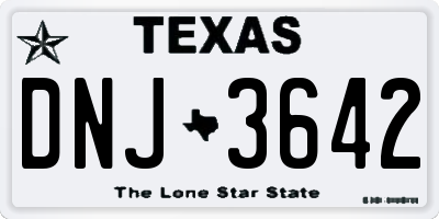 TX license plate DNJ3642