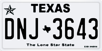 TX license plate DNJ3643