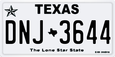 TX license plate DNJ3644