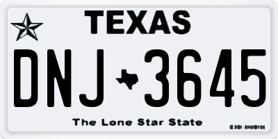 TX license plate DNJ3645
