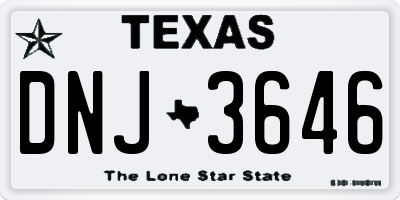 TX license plate DNJ3646