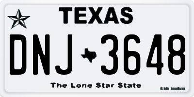 TX license plate DNJ3648