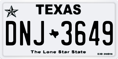 TX license plate DNJ3649