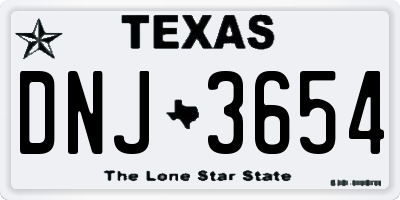 TX license plate DNJ3654