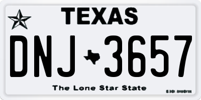 TX license plate DNJ3657