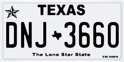 TX license plate DNJ3660