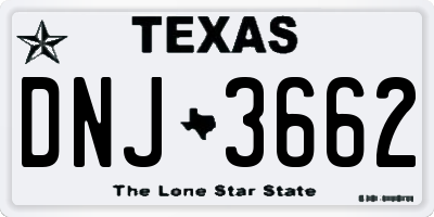 TX license plate DNJ3662