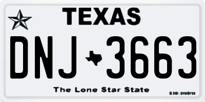 TX license plate DNJ3663