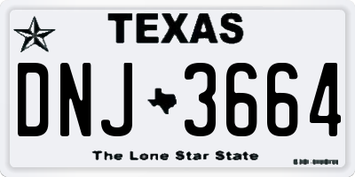 TX license plate DNJ3664