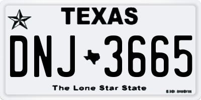 TX license plate DNJ3665