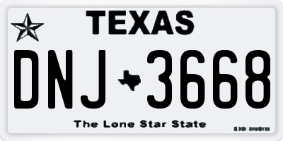 TX license plate DNJ3668