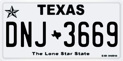 TX license plate DNJ3669