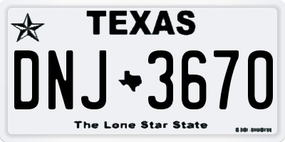 TX license plate DNJ3670