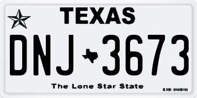 TX license plate DNJ3673