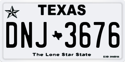 TX license plate DNJ3676