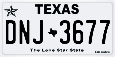 TX license plate DNJ3677