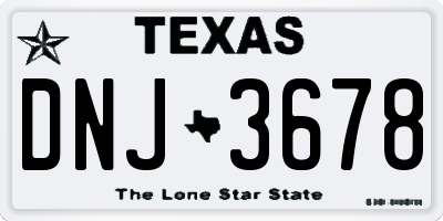 TX license plate DNJ3678