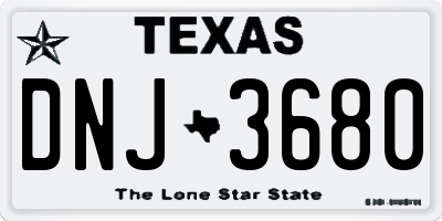 TX license plate DNJ3680