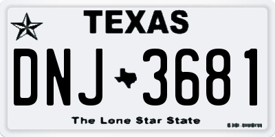 TX license plate DNJ3681