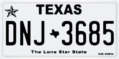 TX license plate DNJ3685