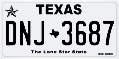TX license plate DNJ3687