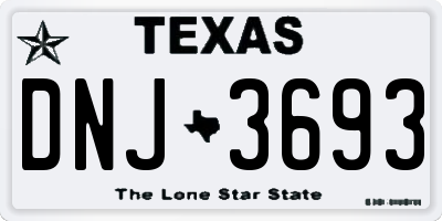 TX license plate DNJ3693