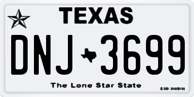 TX license plate DNJ3699