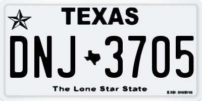 TX license plate DNJ3705