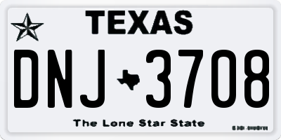 TX license plate DNJ3708
