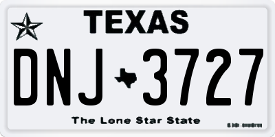 TX license plate DNJ3727