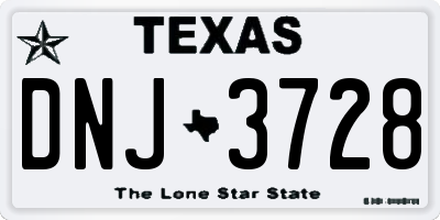 TX license plate DNJ3728