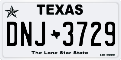 TX license plate DNJ3729