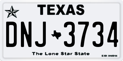 TX license plate DNJ3734