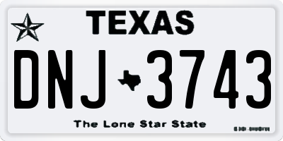 TX license plate DNJ3743