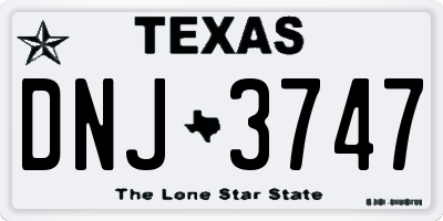 TX license plate DNJ3747