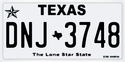 TX license plate DNJ3748