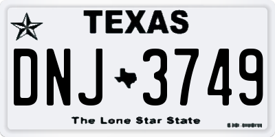 TX license plate DNJ3749