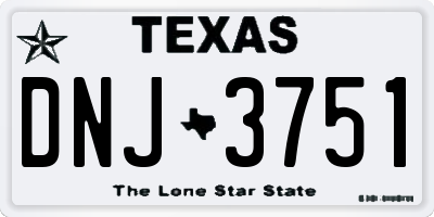 TX license plate DNJ3751