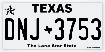 TX license plate DNJ3753