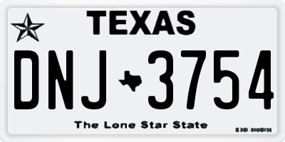 TX license plate DNJ3754