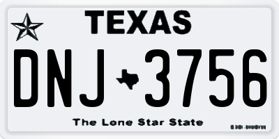 TX license plate DNJ3756
