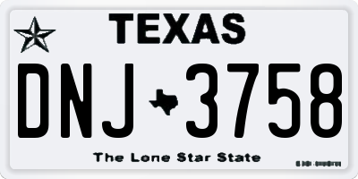 TX license plate DNJ3758