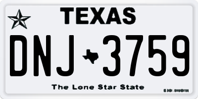 TX license plate DNJ3759