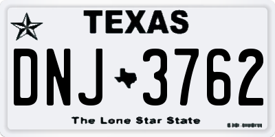 TX license plate DNJ3762