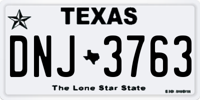 TX license plate DNJ3763