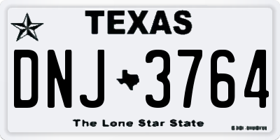 TX license plate DNJ3764